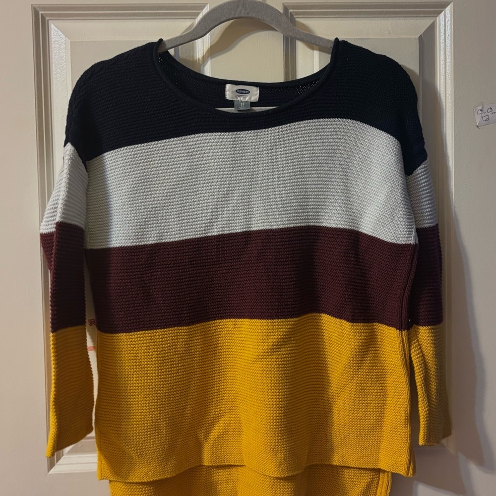 Old Navy Colorblock Crewneck Sweater - Navy, White, Burgundy, Mustard
